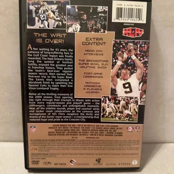 2010 New Orleans Saints Super Bowl 44 XLIV Champions Football DVD - Picture 2 of 3